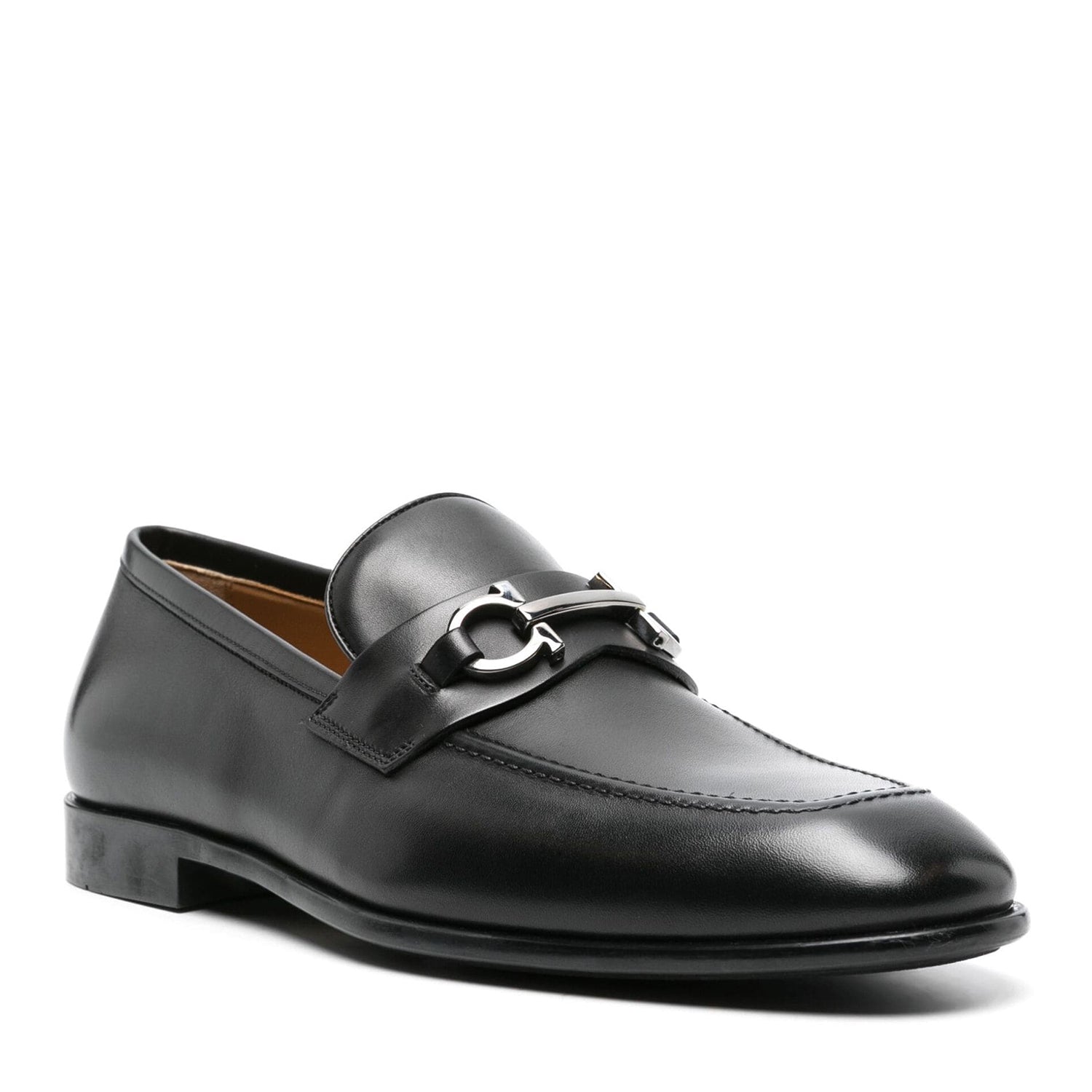 Black Horsebit Leather Loafers