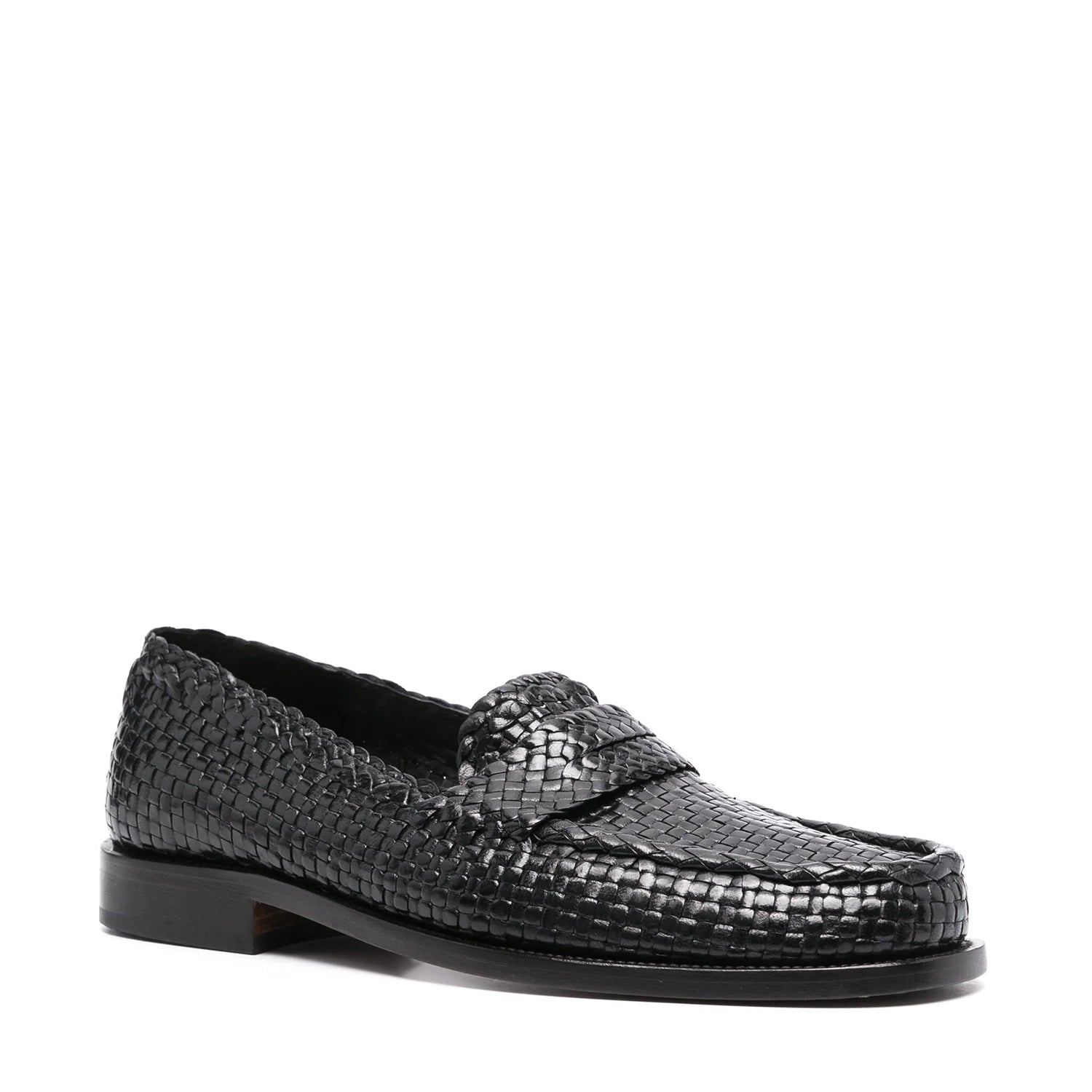 Interwoven-Design Leather Loafers