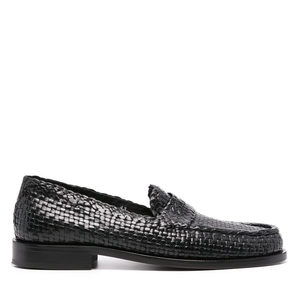 Interwoven Design Leather Loafers