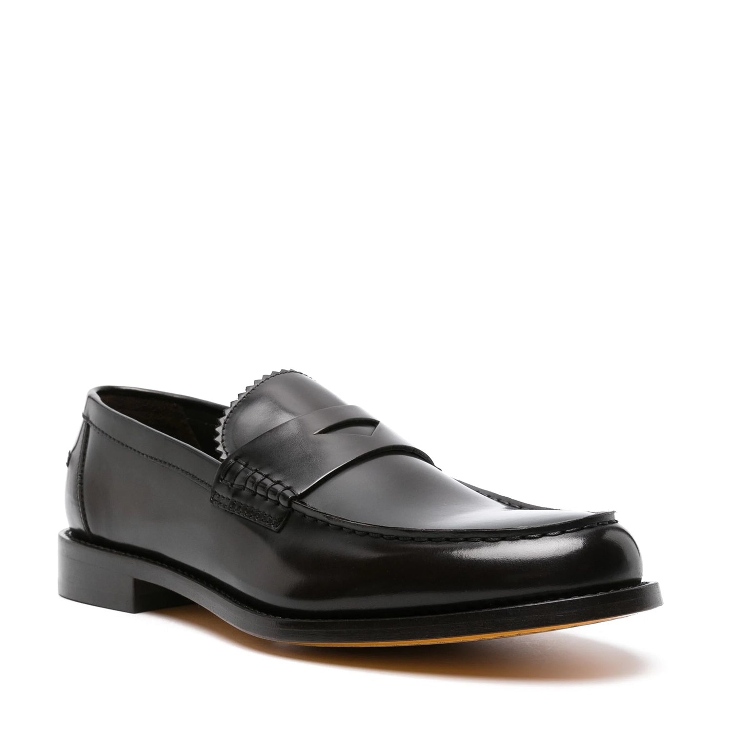 High-Shine Leather Penny Loafers