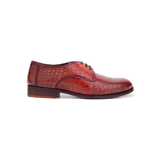 Burgundy Croco Pattern Shoes