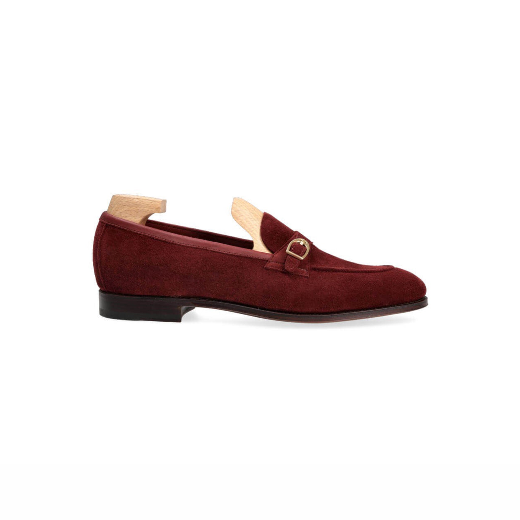 Burgundy Suede Monk Strap Shoes