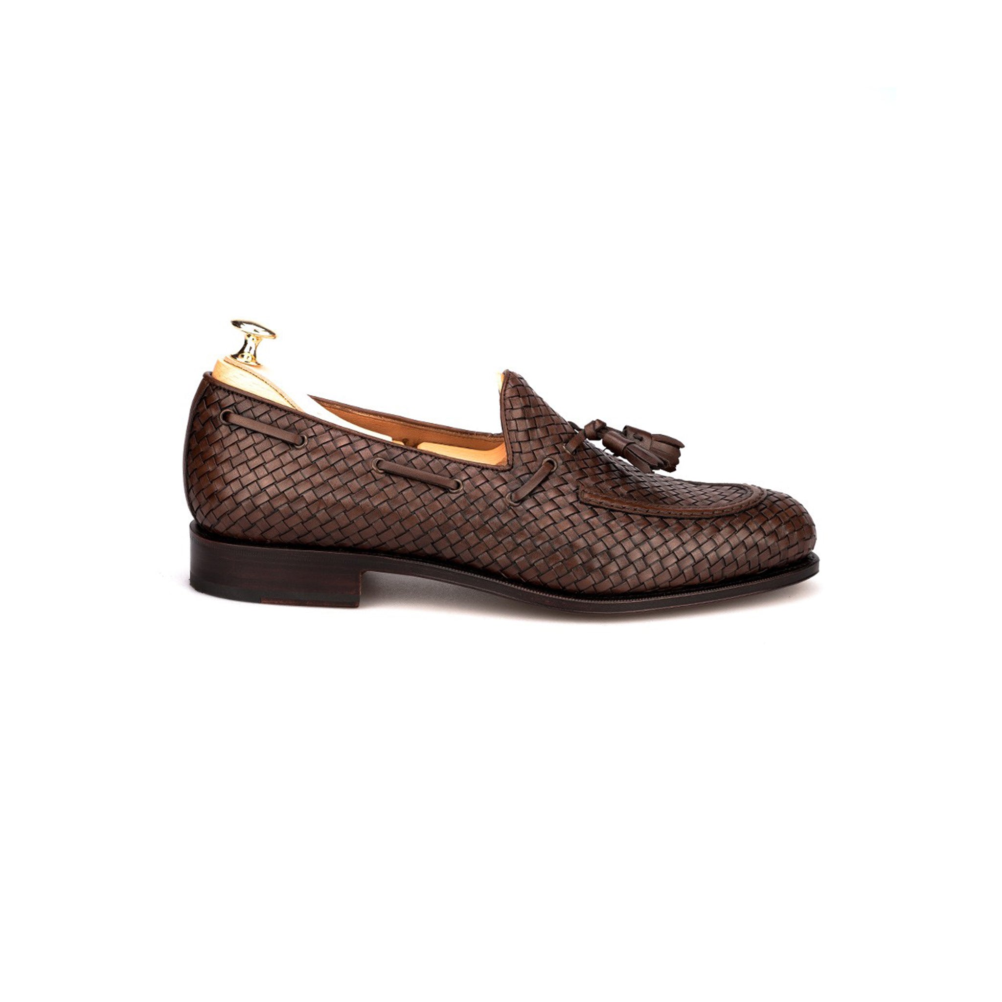 Cocoa Braided Tassel Leather Loafer