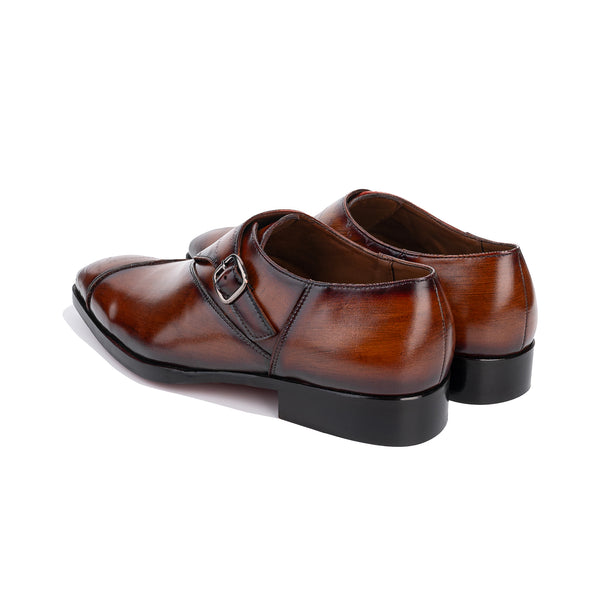 Dark Single Monkstraps Genuine Leather Men s Shoes
