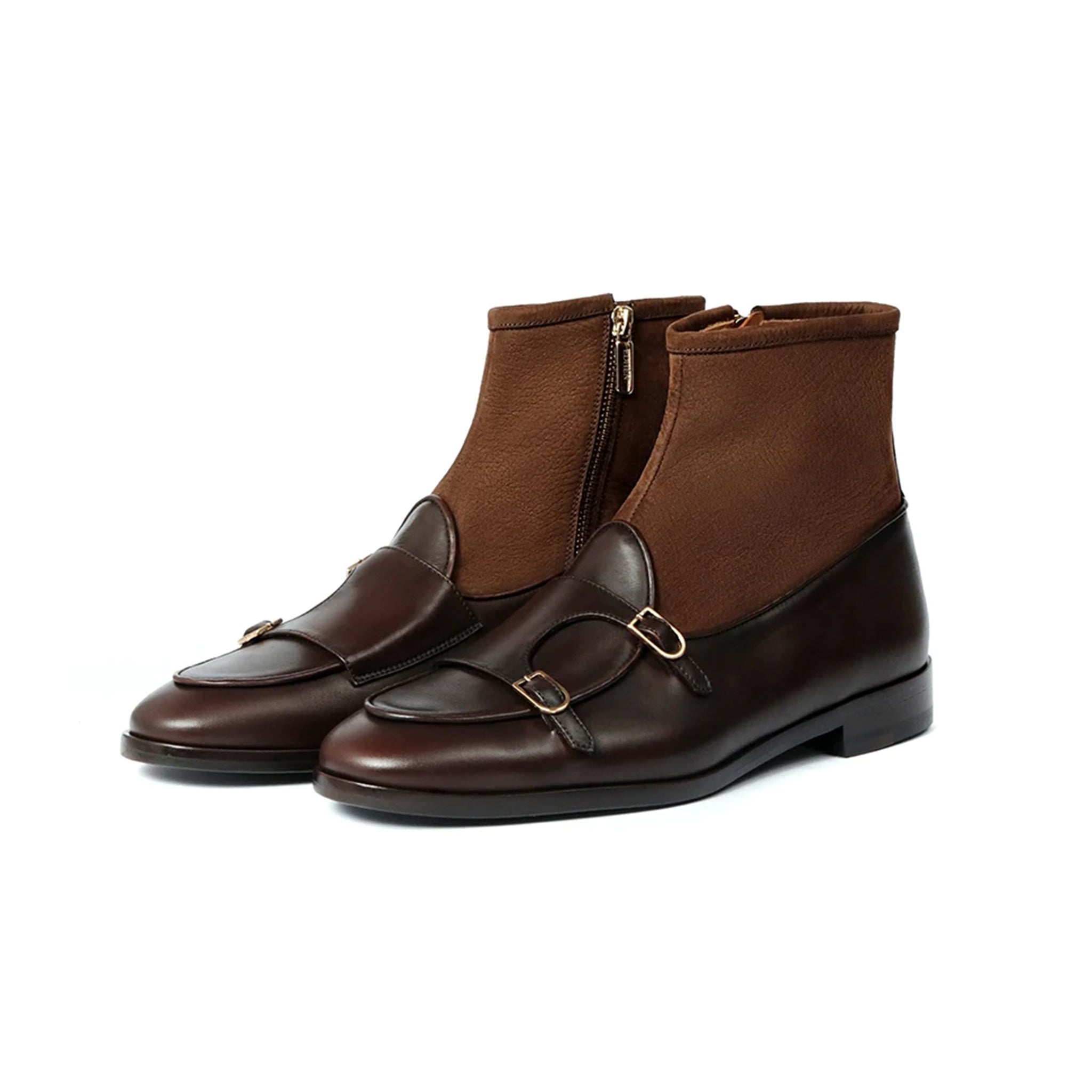 High Ankle Double Monk Strap Boots