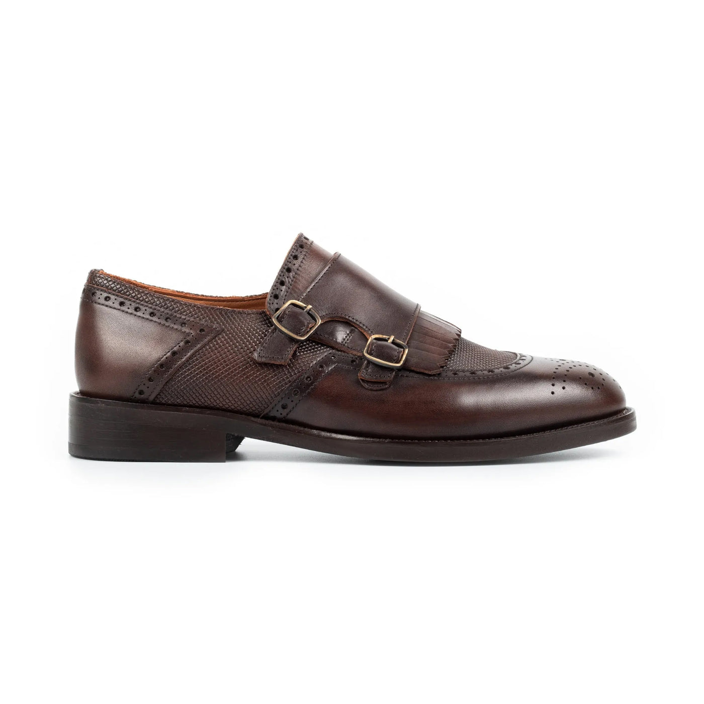 Leather Double Monk Strap Men s Shoes