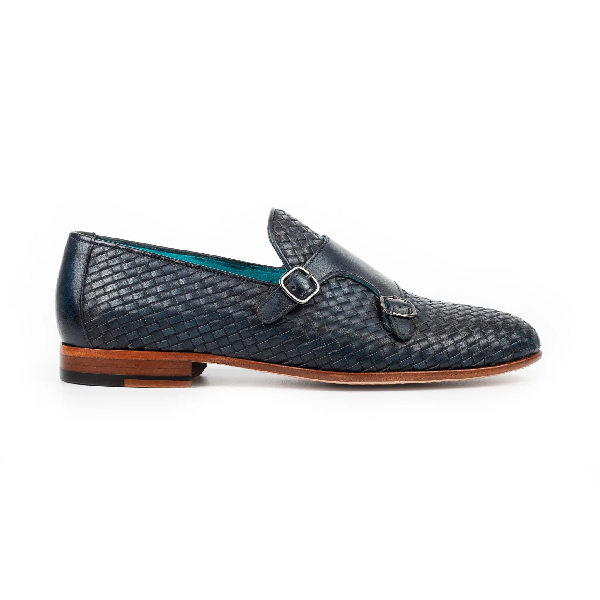 Navy Handcrafted Double Monk Strap Men's Shoes