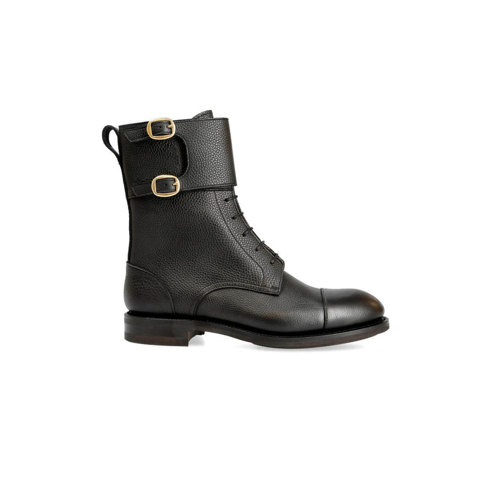 Plain Toe Double Monk Strap Boots