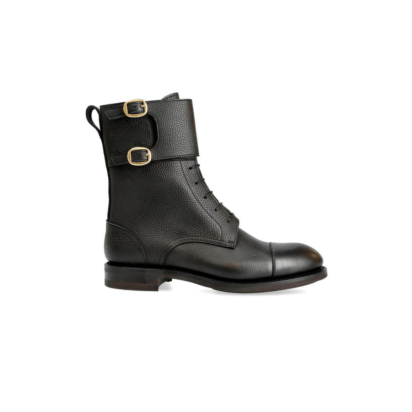 Plain Toe Double Monk Strap Boots