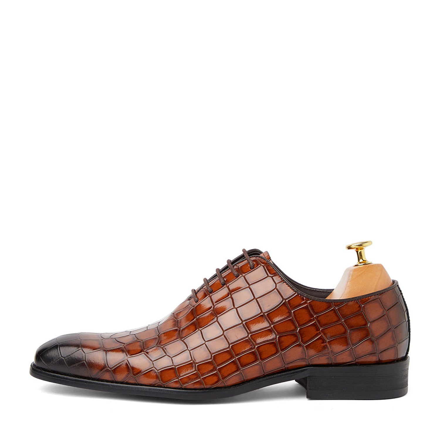 Brown Croc Oxford Shoes