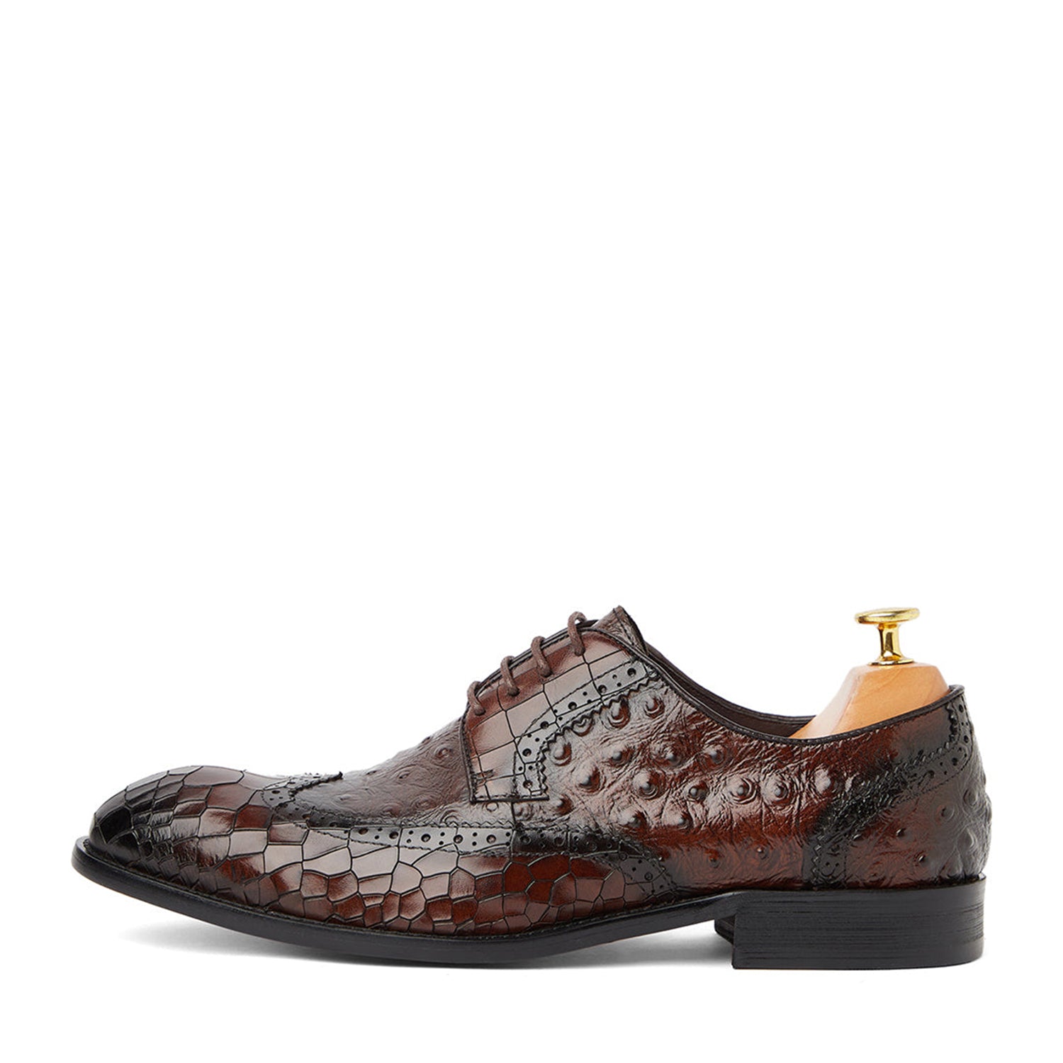 Ostrich Crocodile Brown Shoes