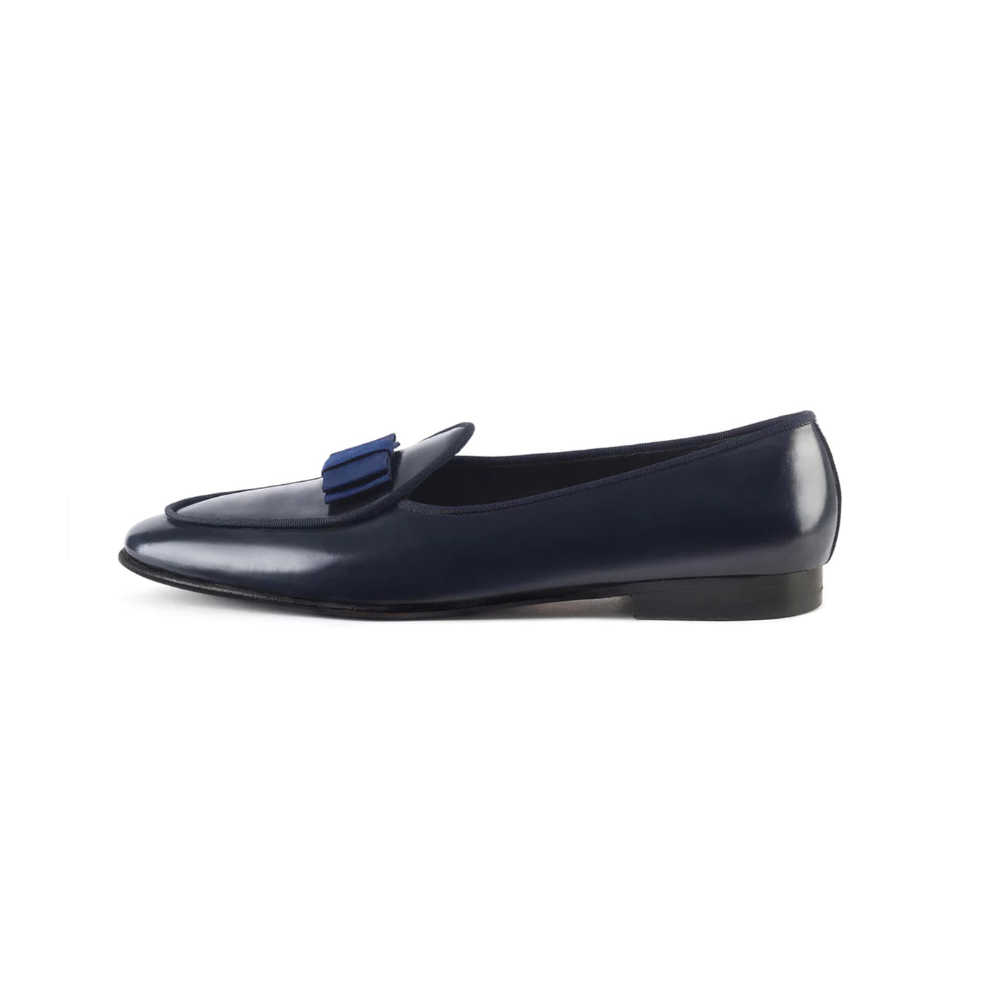 Navy Slip On Leather Loafers