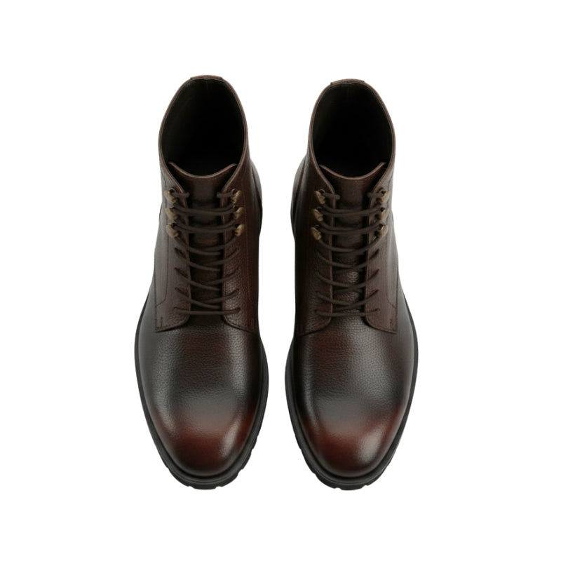 Rugged Ember Leather Combat Boots