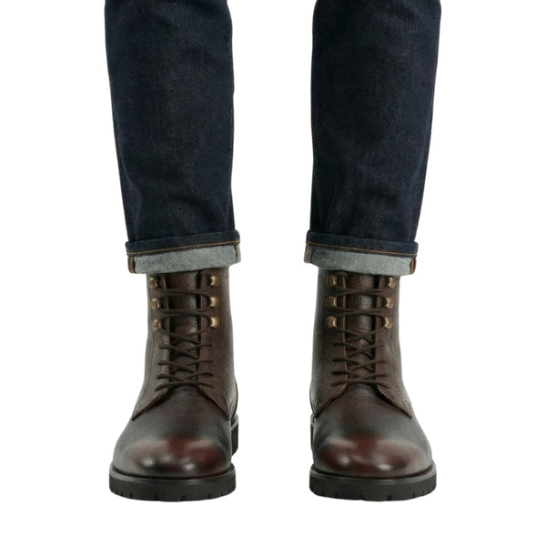 Rugged Ember Leather Combat Boots