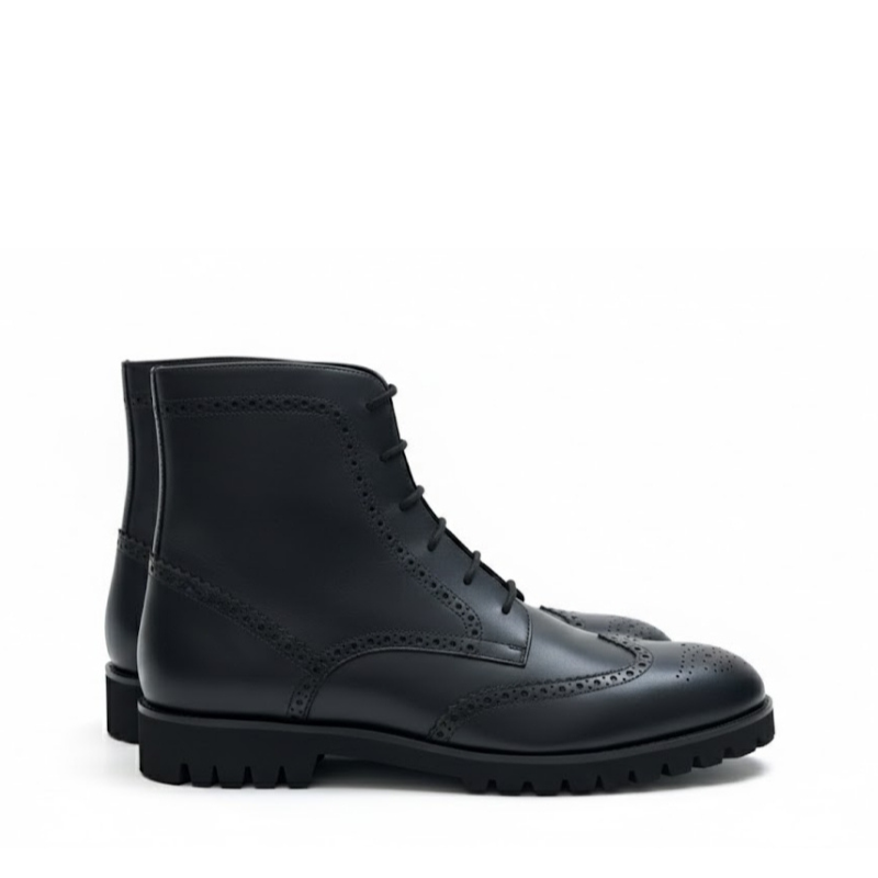 Wingtip Brogue Lug Lace High Ankle Boots