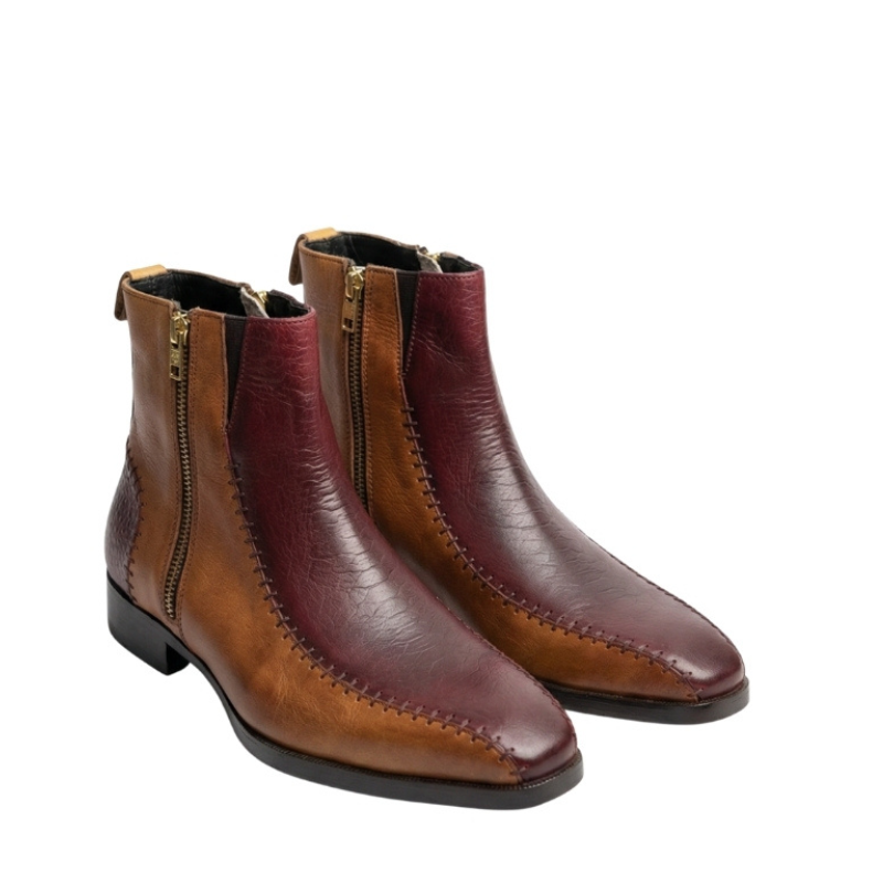 Vintage Ember Dual-Tone Zipper Boots