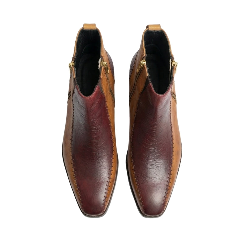Vintage Ember Dual-Tone Zipper Boots