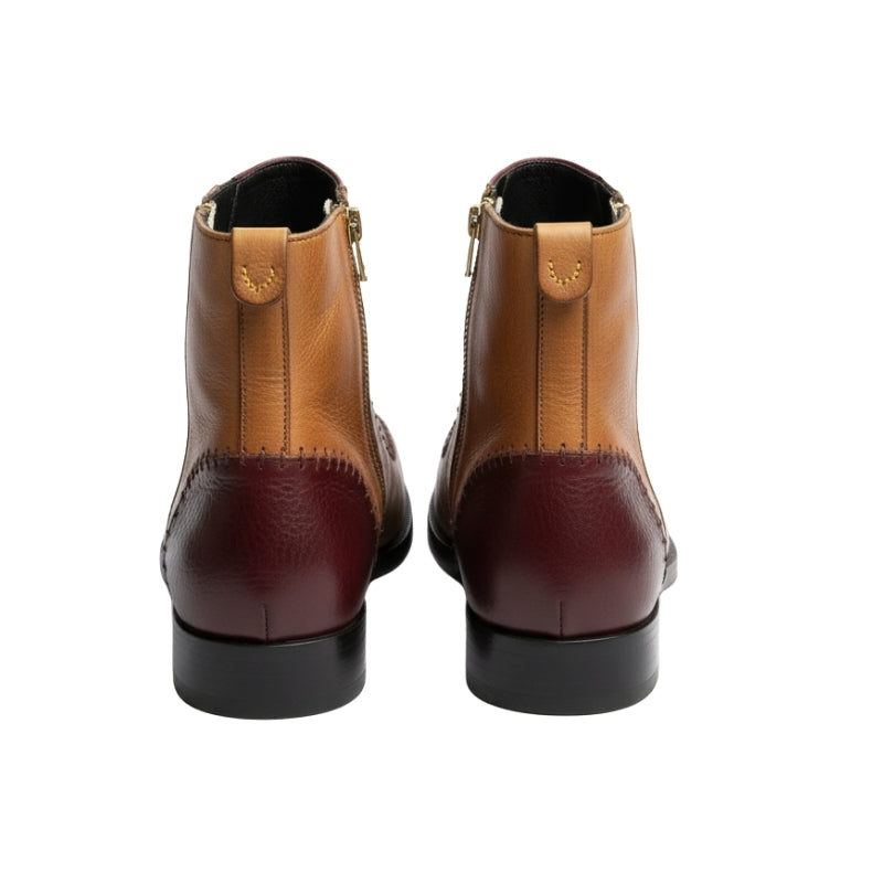 Vintage Ember Dual-Tone Zipper Boots