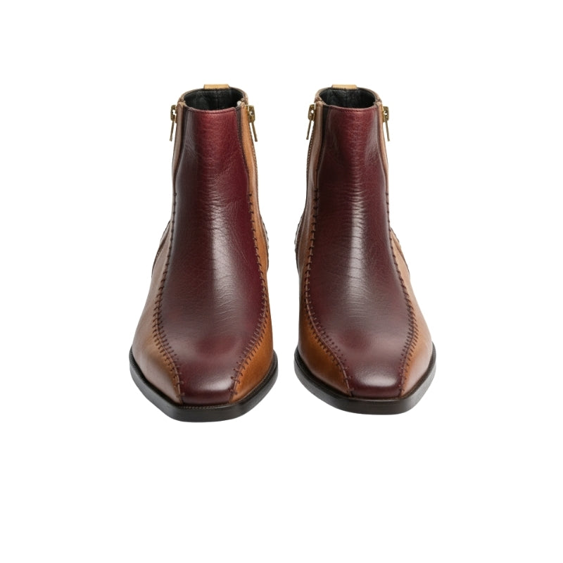 Vintage Ember Dual-Tone Zipper Boots