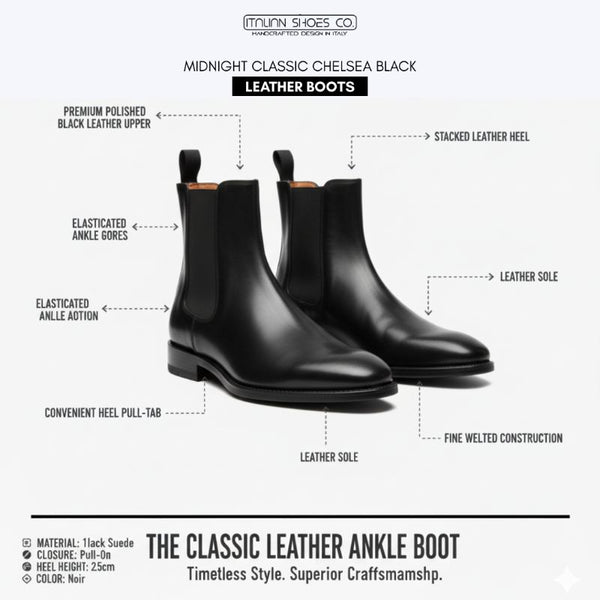 Midnight Classic Chelsea Leather Boots