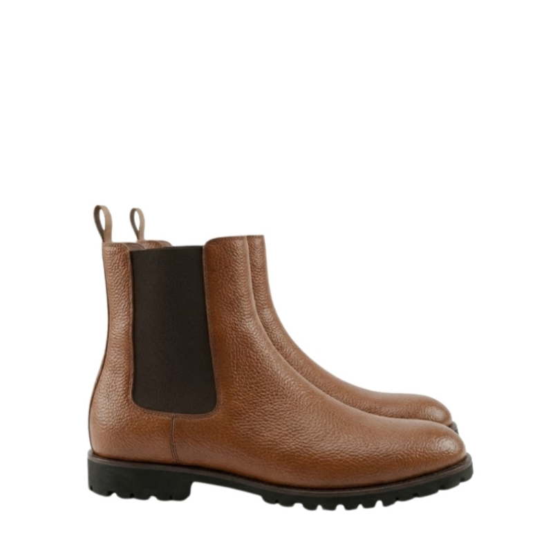 Italian Ridge Pebble Leather Chelsea Boots