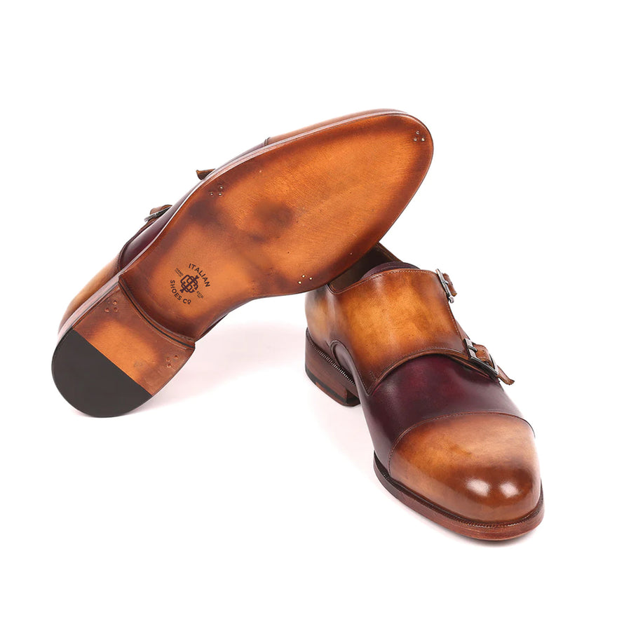 Auburn Double Monk Strap Tan Shoes