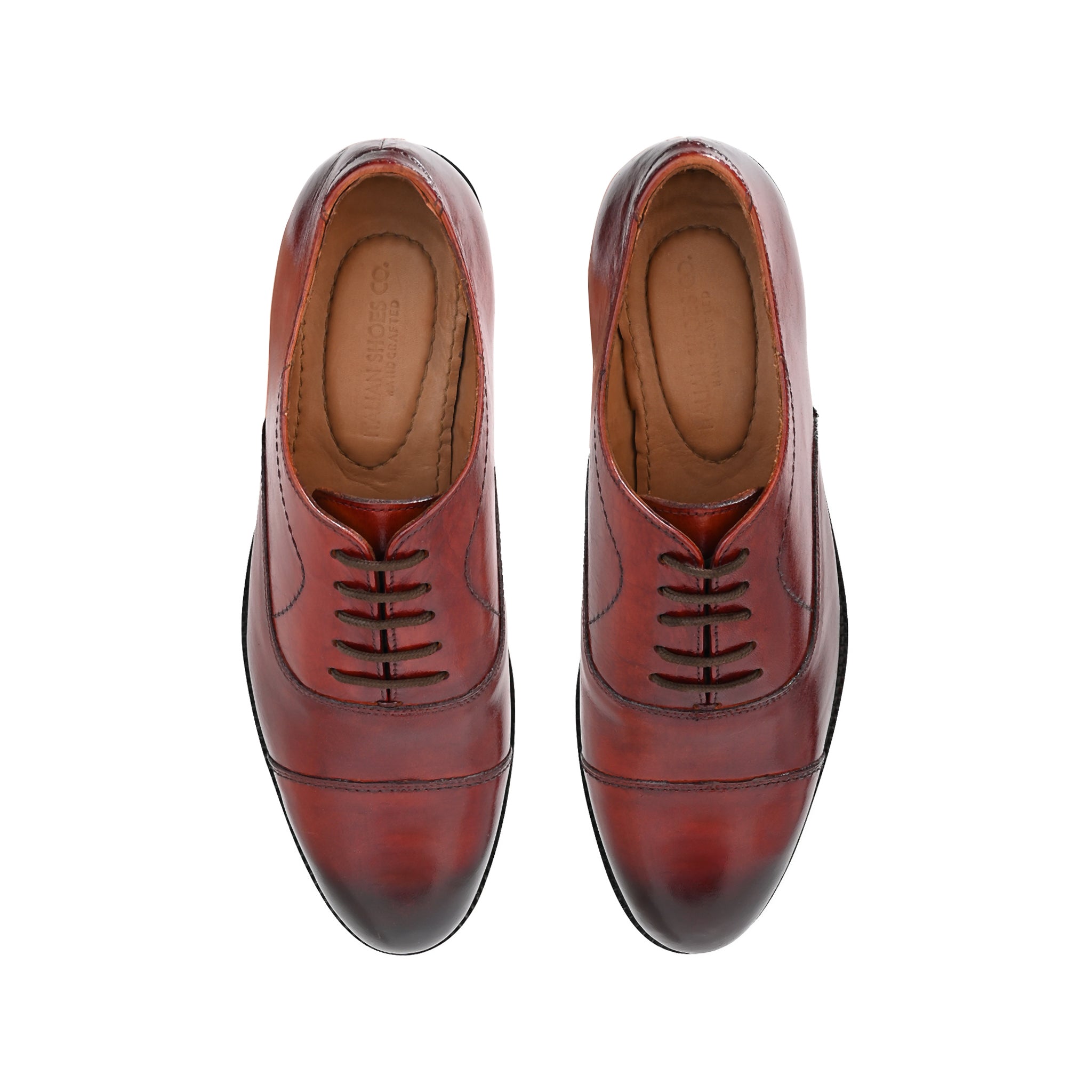 Burgundy Toe Cap Oxford Shoes