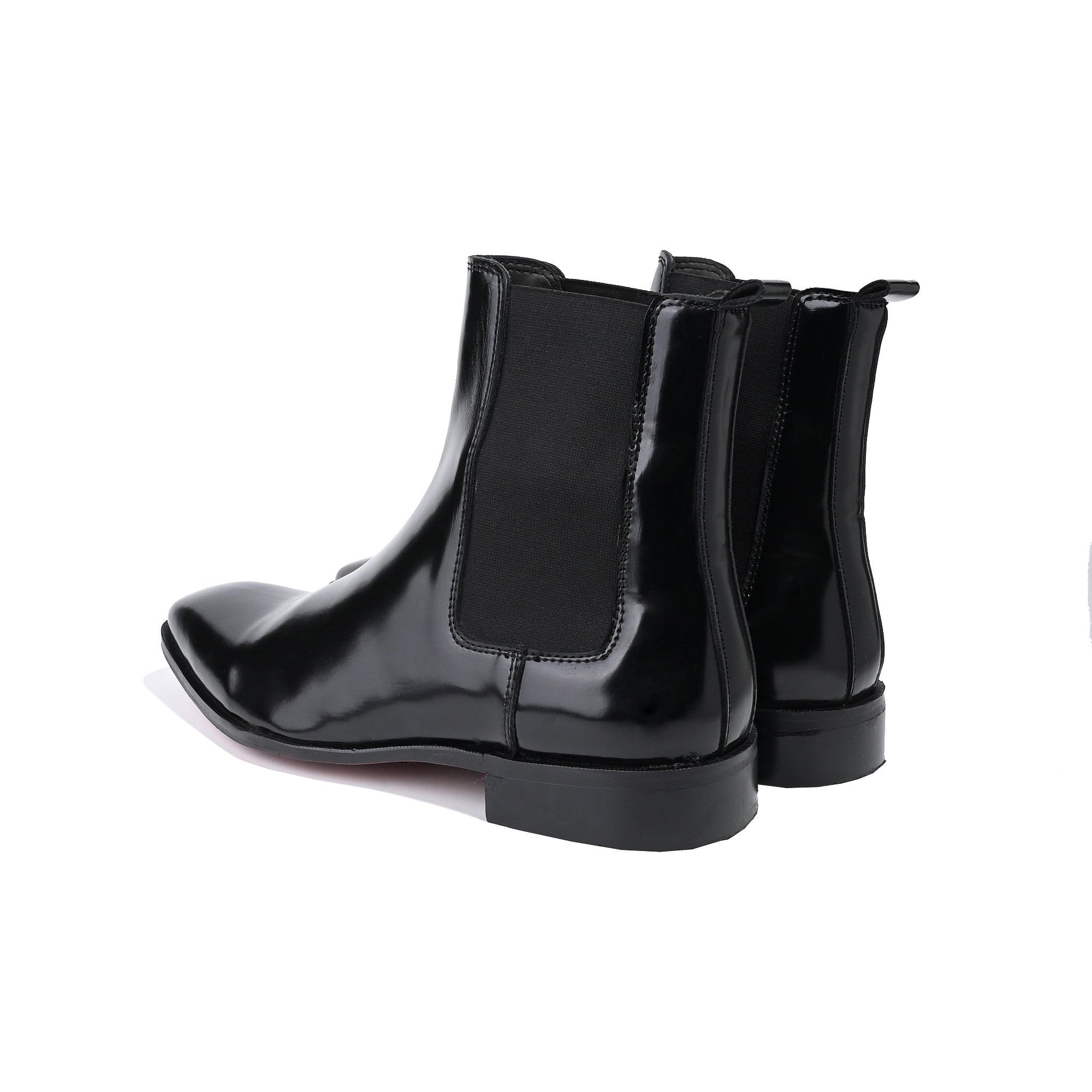 Coal Black Leather High Ankle Boots