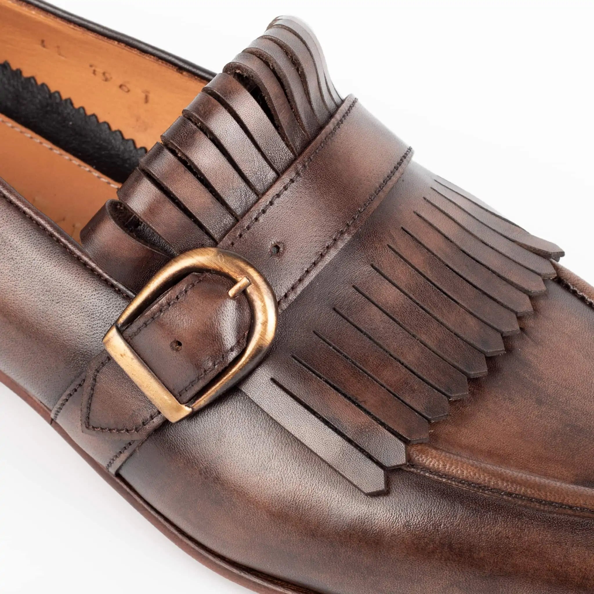 Dark Tan Handcrafted Single Monkstrap Men's Shoes