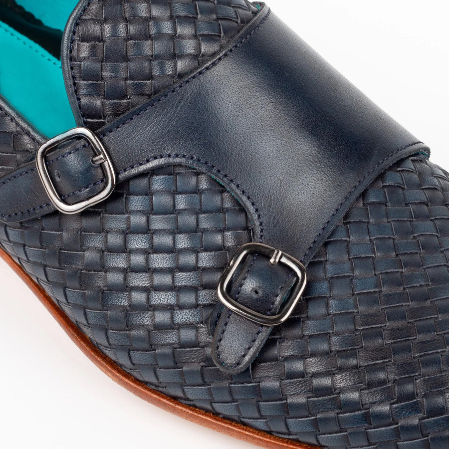 Navy Handcrafted Double Monk Strap Men s Shoes