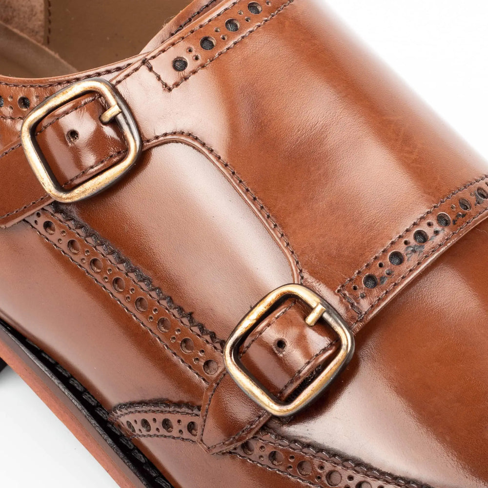 Tan Double Monk Strap Mens Shoes