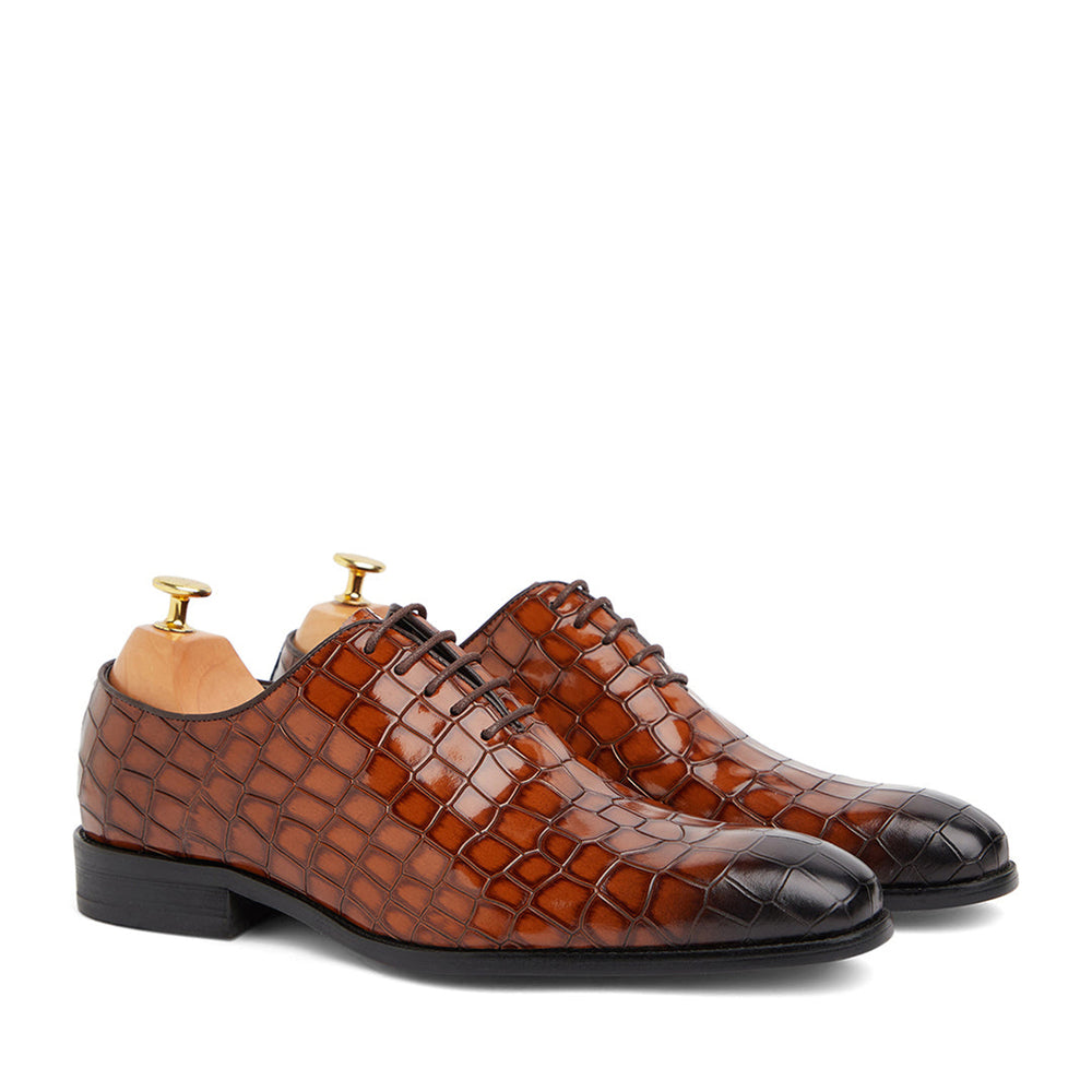 Croc Leather Oxford Shoes For Men