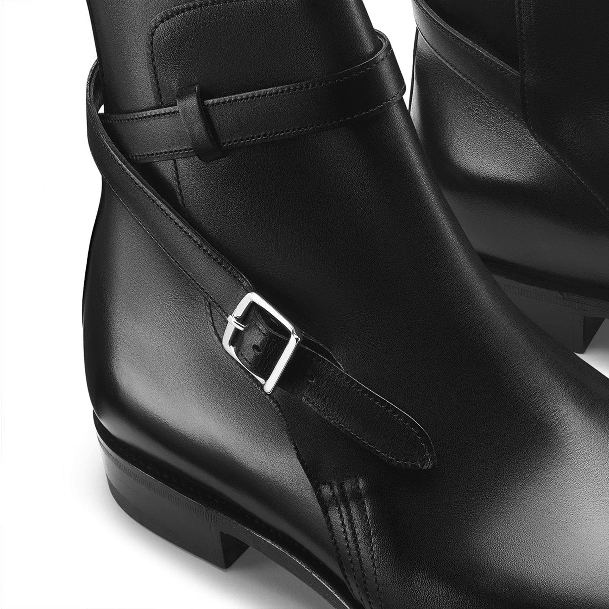 Cross-Strap Leather Ankle Boots