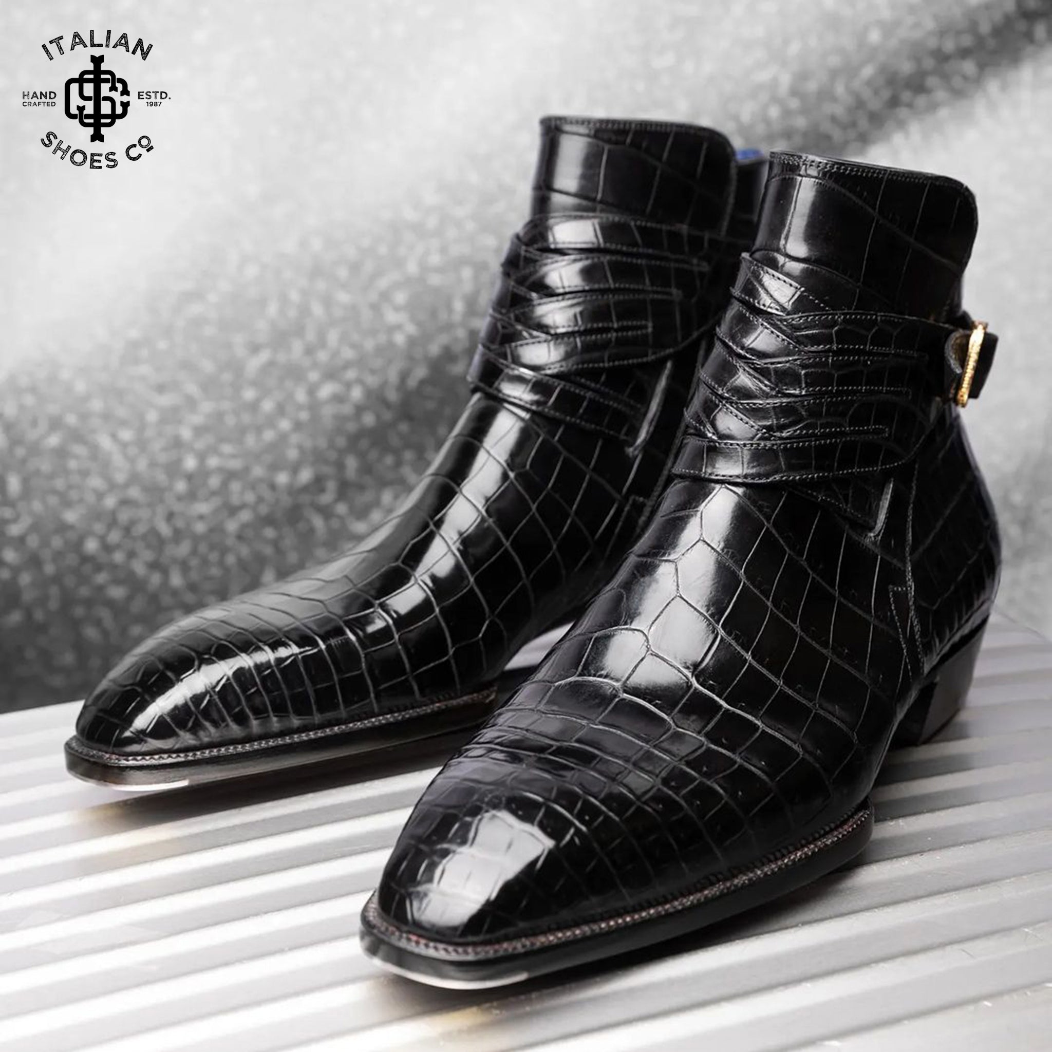 Designer Croco Jodhpur Monk Strap Shoes