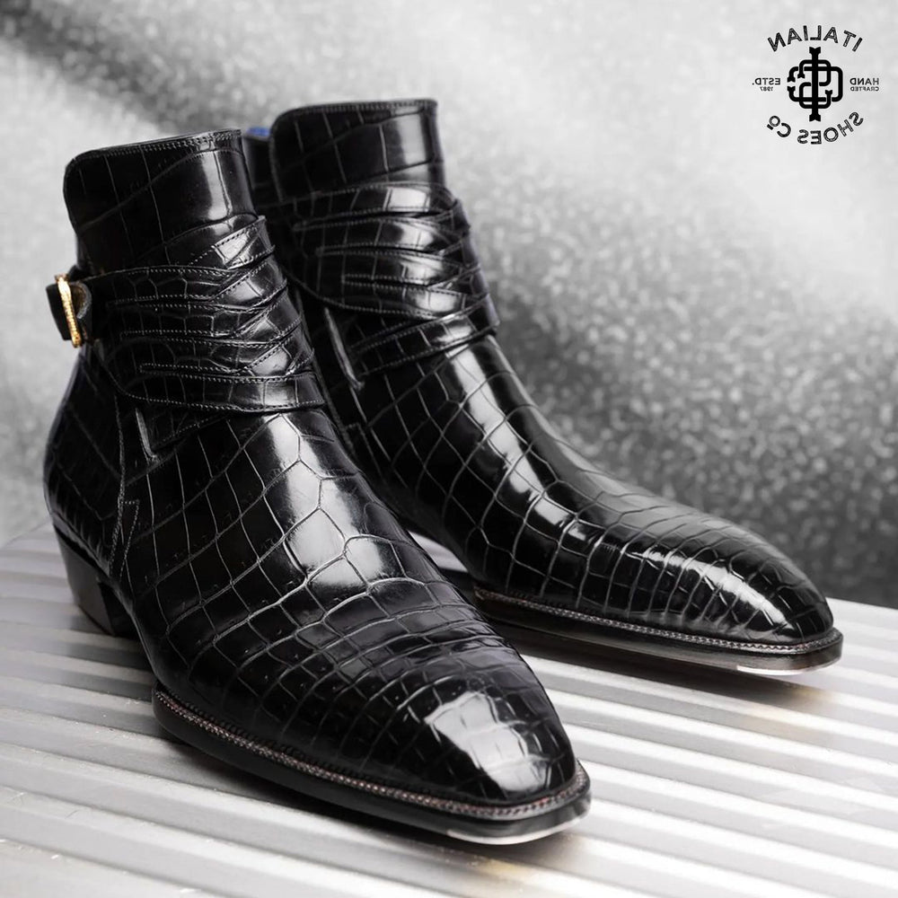 Designer Croco Jodhpur Monk Strap Shoes