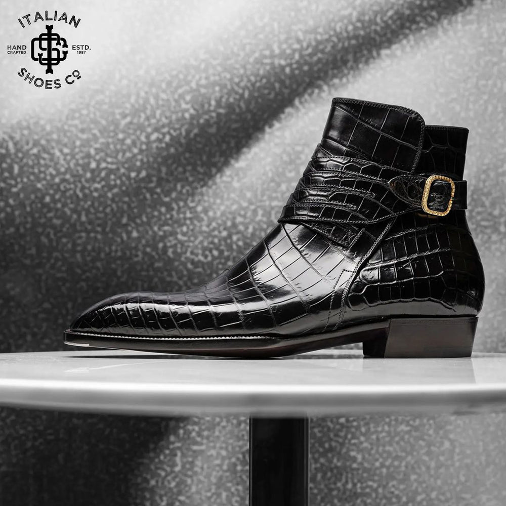 Designer Croco Jodhpur Monk Strap Shoes