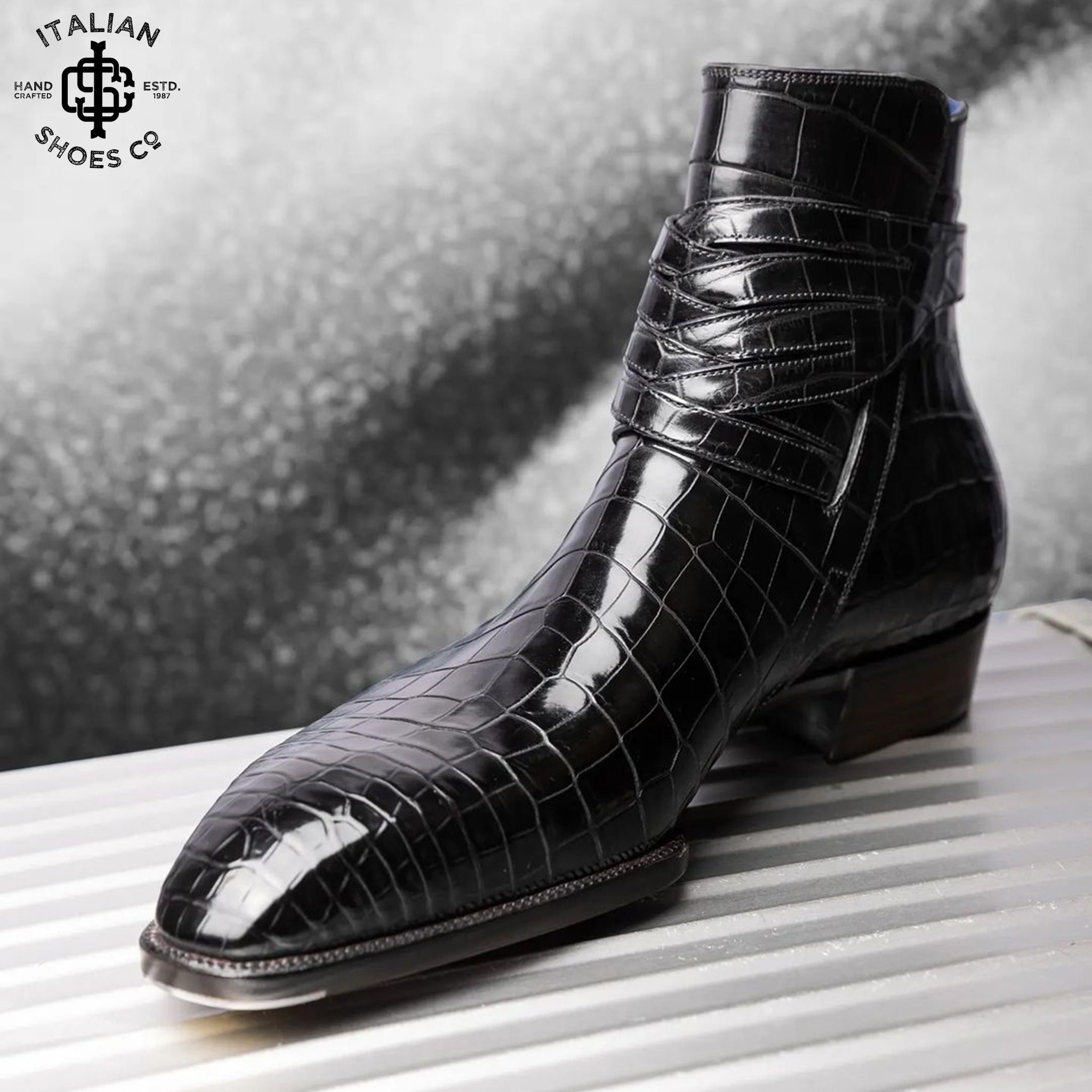 Designer Croco Jodhpur Monk Strap Shoes