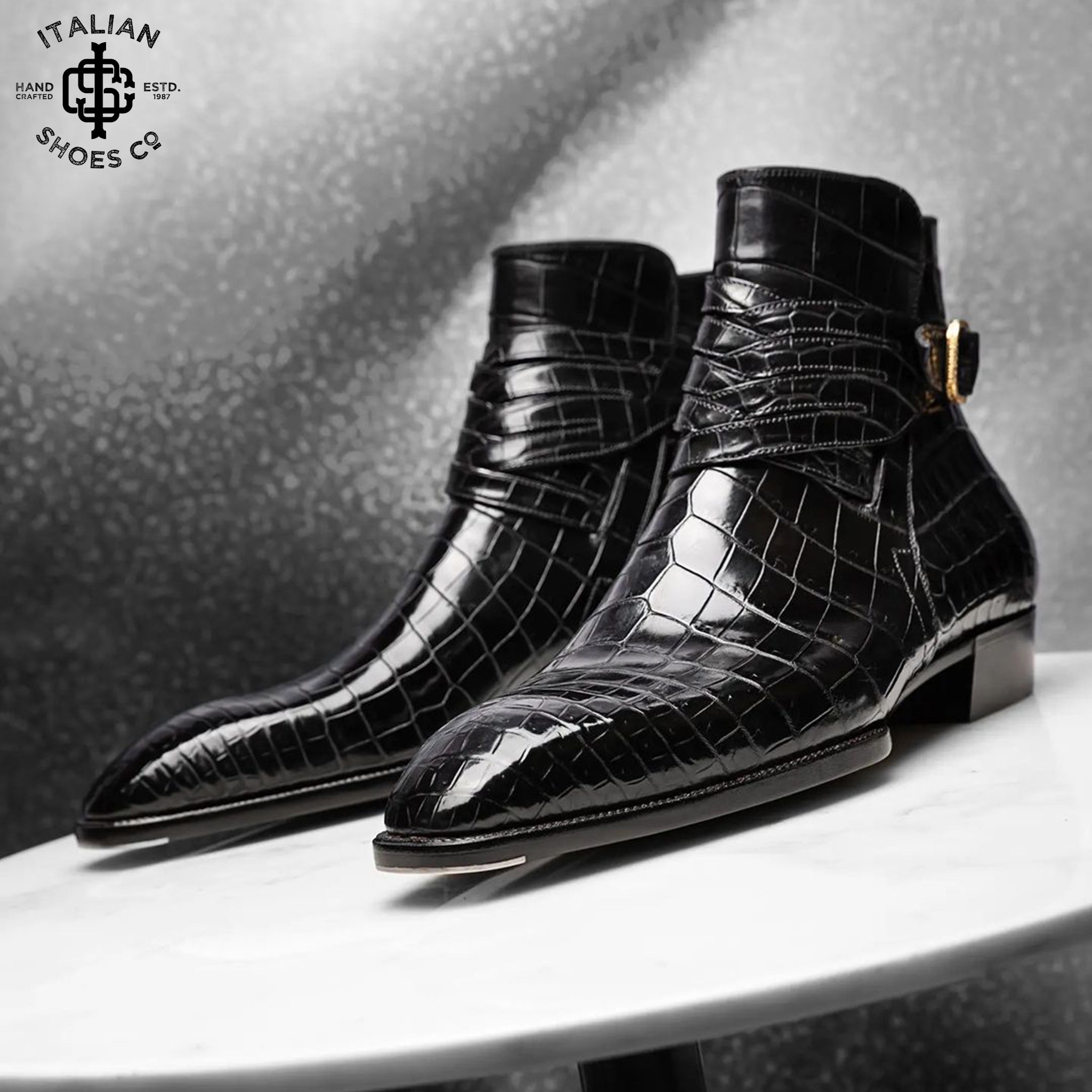 Designer Croco Jodhpur Monk Strap Shoes
