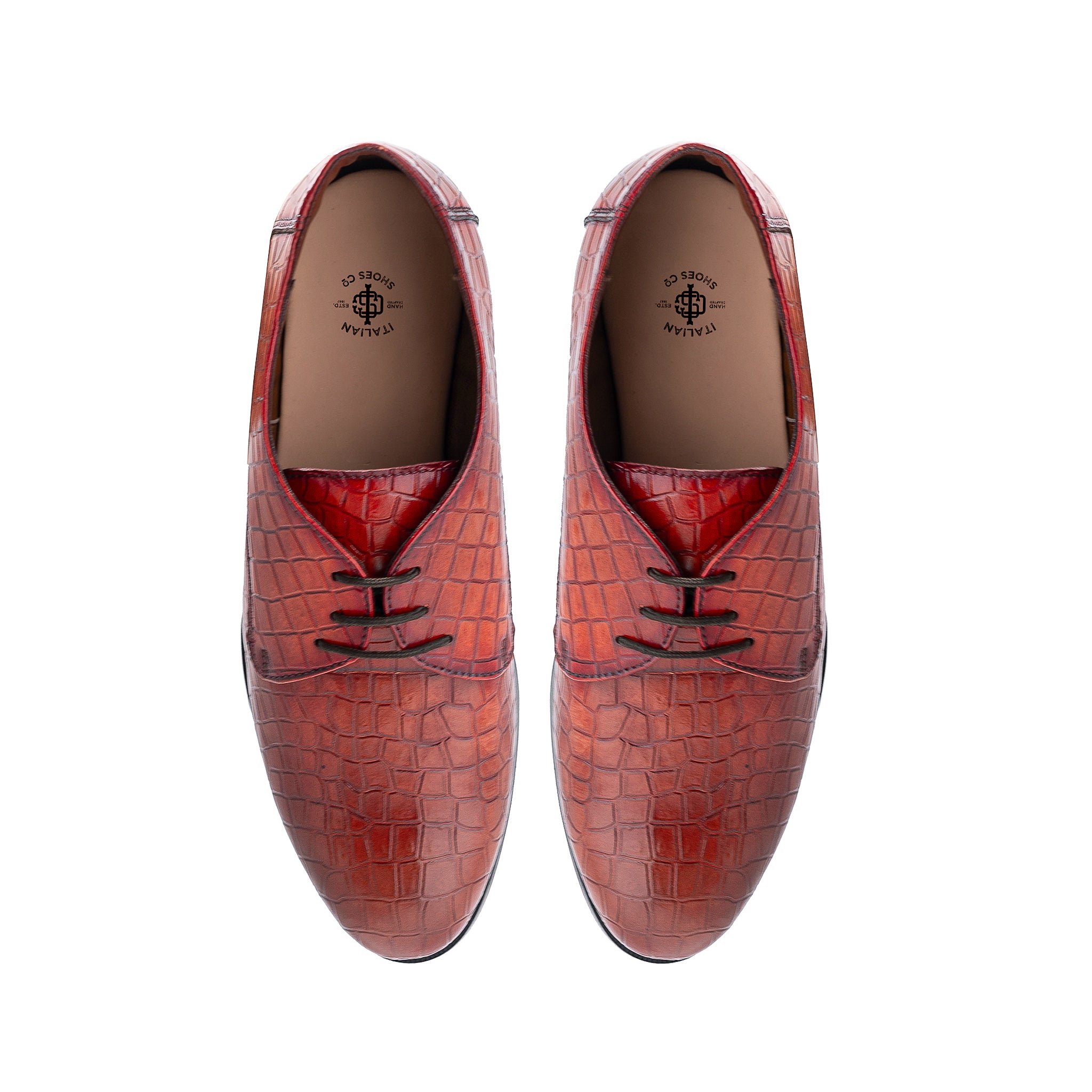 Burgundy Croco Pattern Shoes