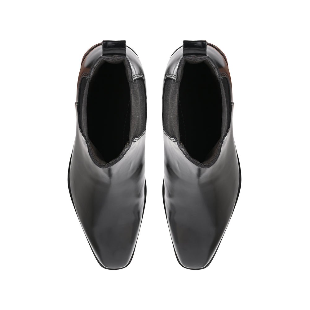Coal Leather High Ankle Boots