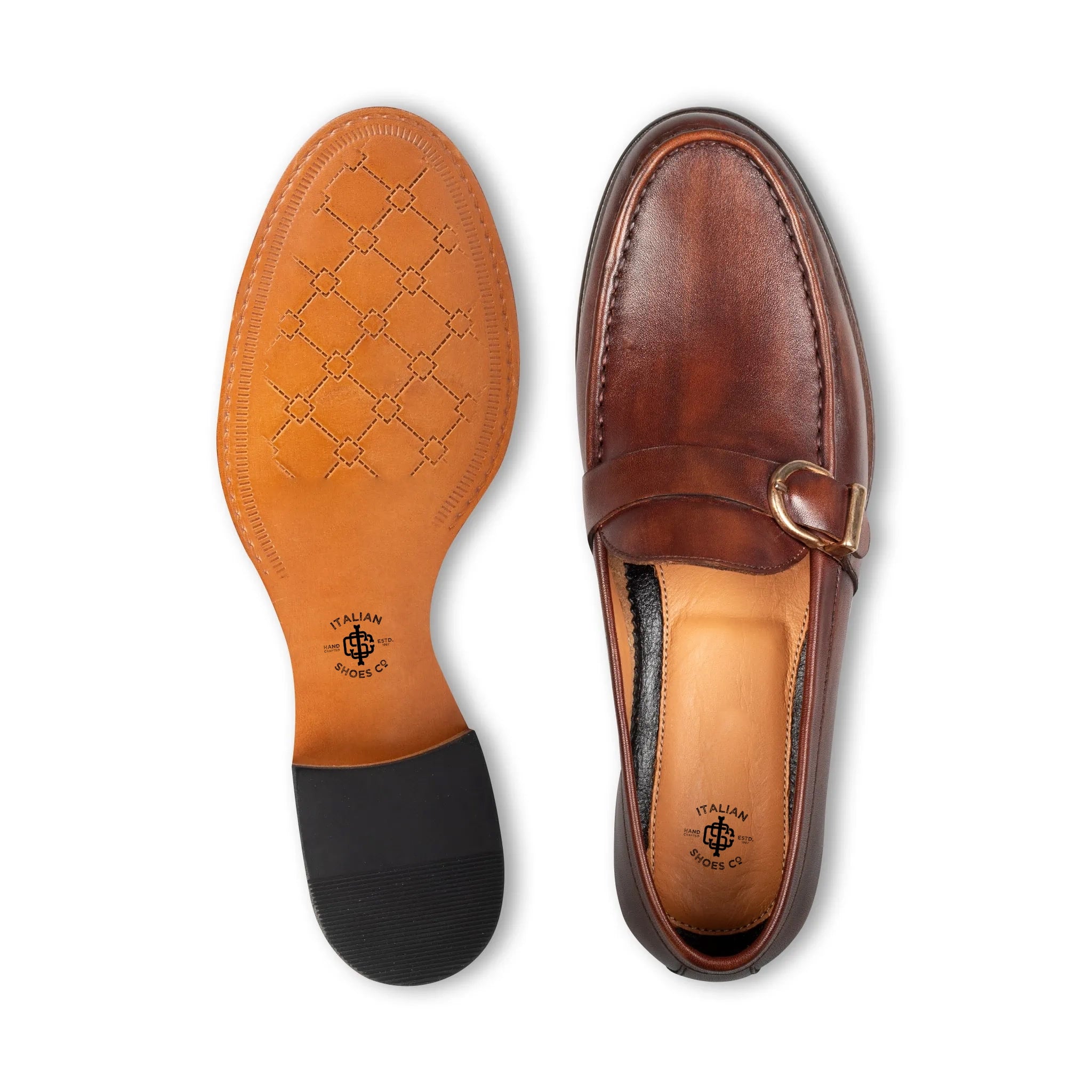 Enzo Copper Single Monk Strap Shoes