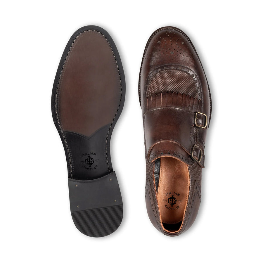 Leather Double Monk Strap Men s Shoes