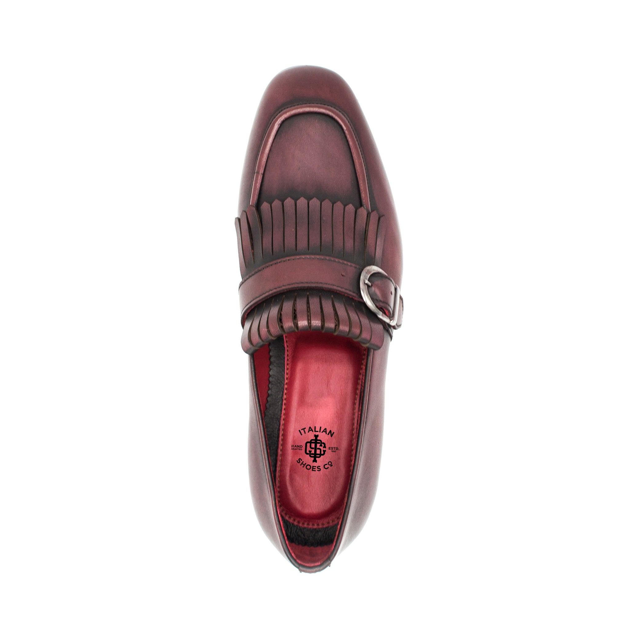 Wine Single Monk Strap Shoes
