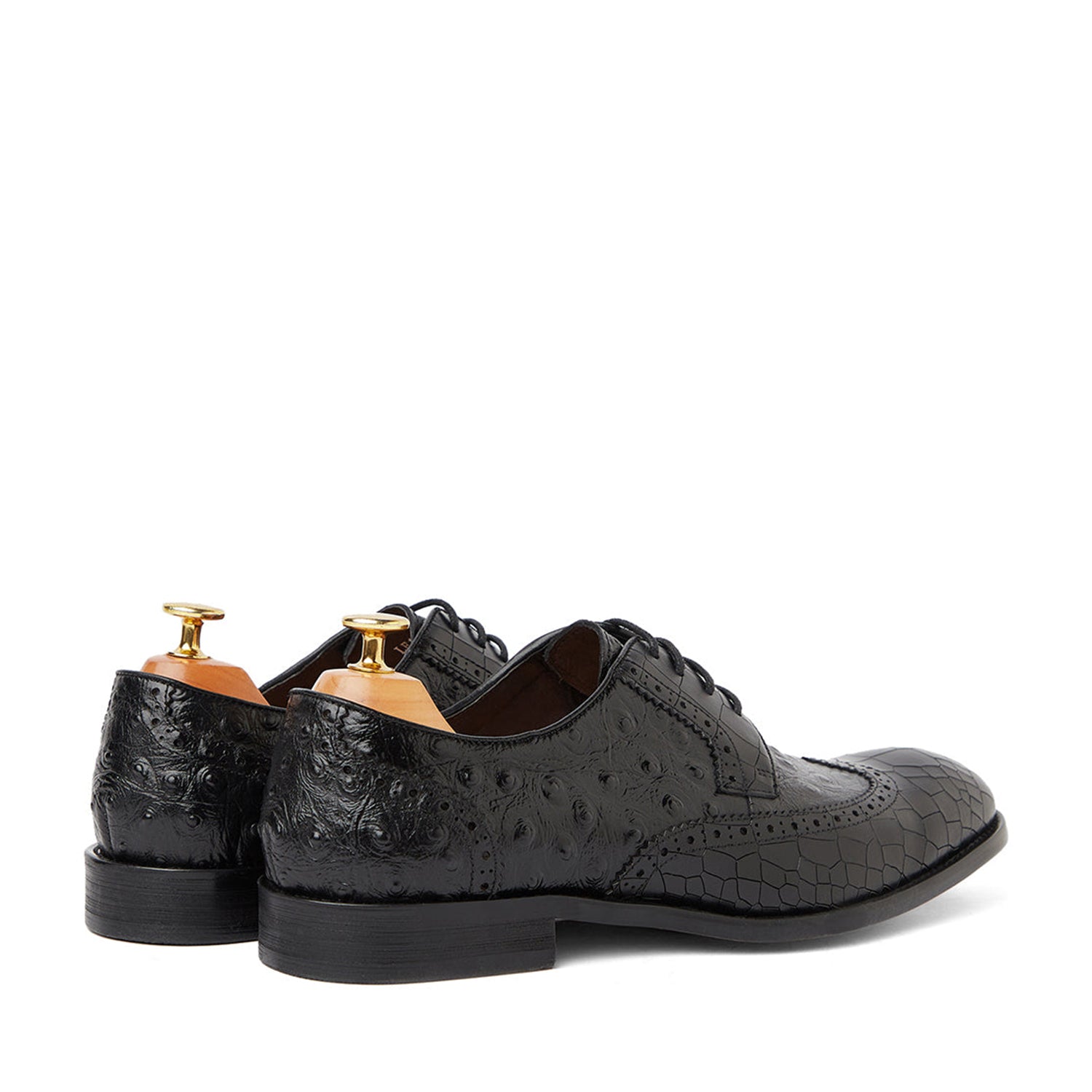 Ostrich Crocodile Brown Shoes