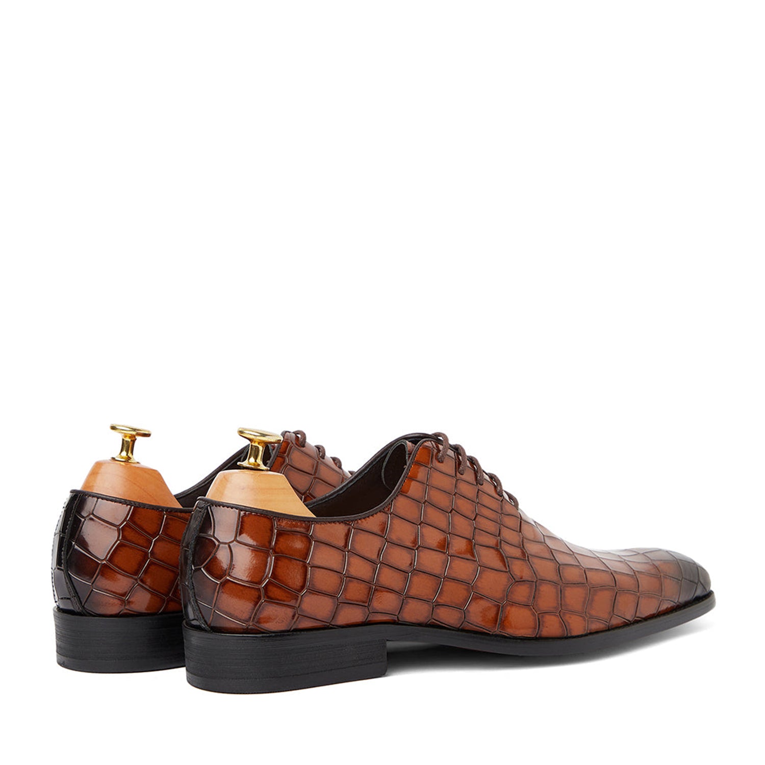 Brown Croc Oxford Shoes