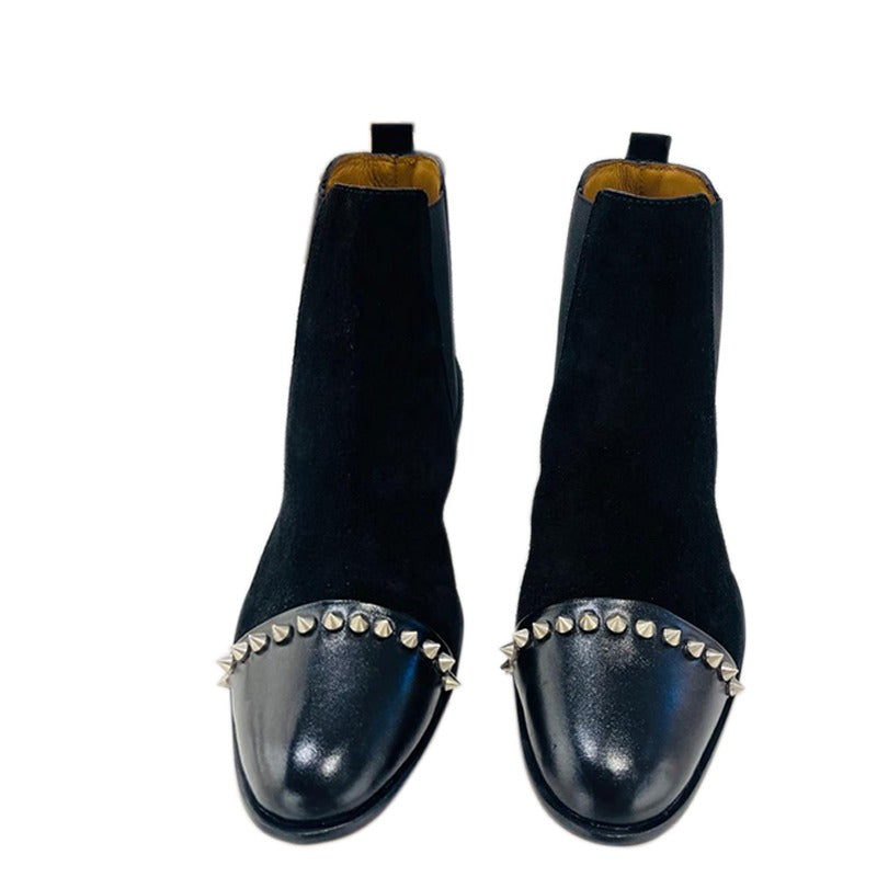 Double Leather Studded Boots