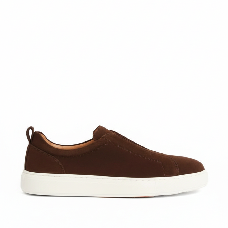 Men Suede Triple Stitch Slip-On Sneakers