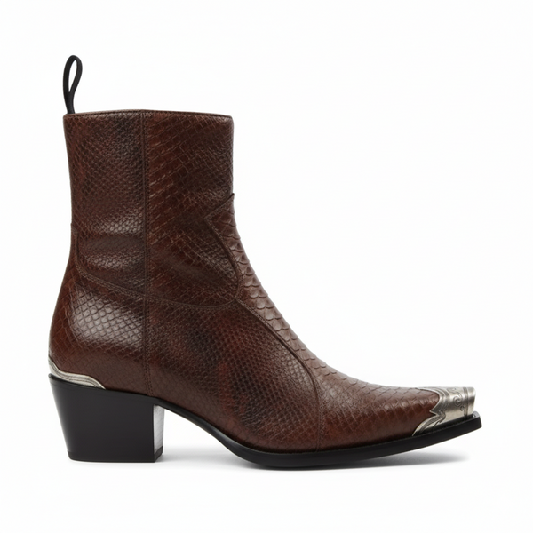 Raven Python Hand Dyed Leather Shoe for Men - Brown