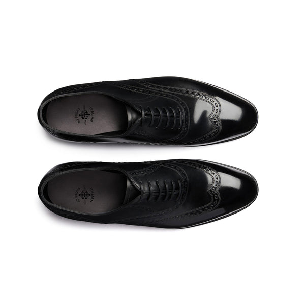 Pitch Dark Classic Brushed Leather Brogues