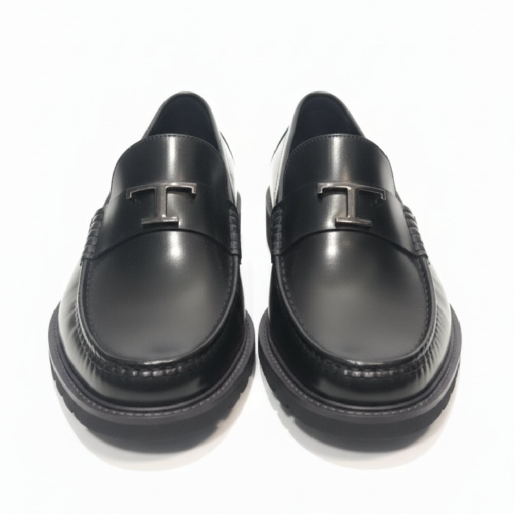 Pure Solid Leather Buckled Timeless Loafers
